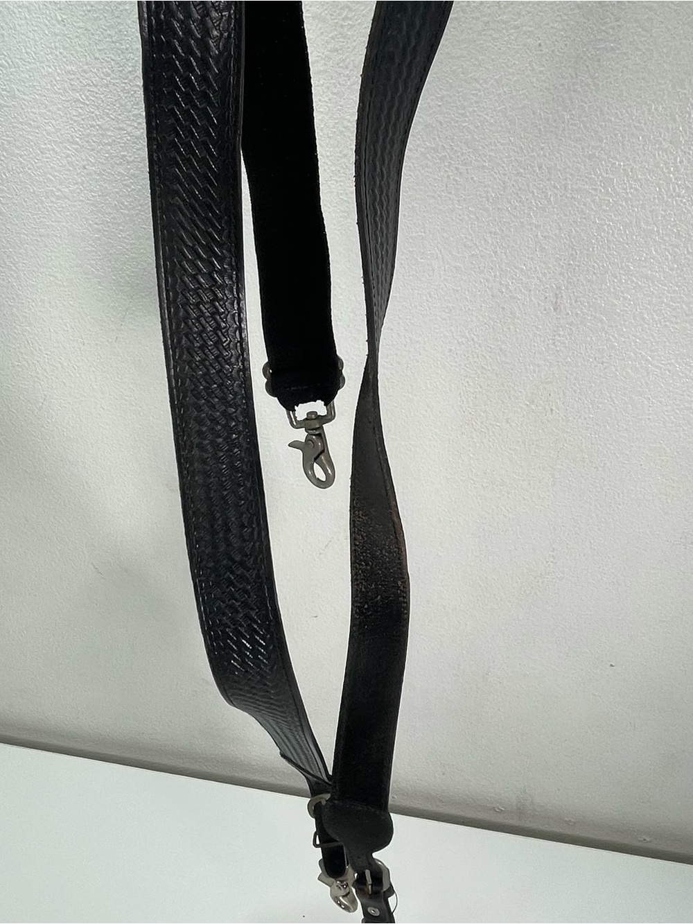 Nocona Belt Co. Men's M Basket weave Embossed Leather Suspenders Black Western
